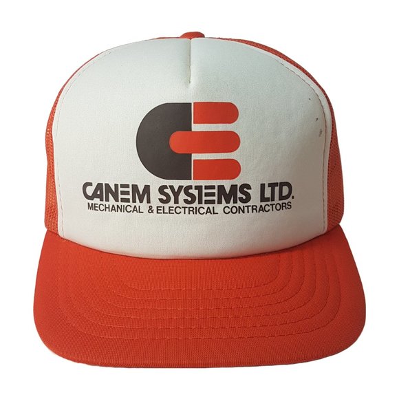 Vintage 80s CANEM SYSTEMS Hat Snapback Trucker Hat Classic Cap Alberta Edmonton - Picture 1 of 16